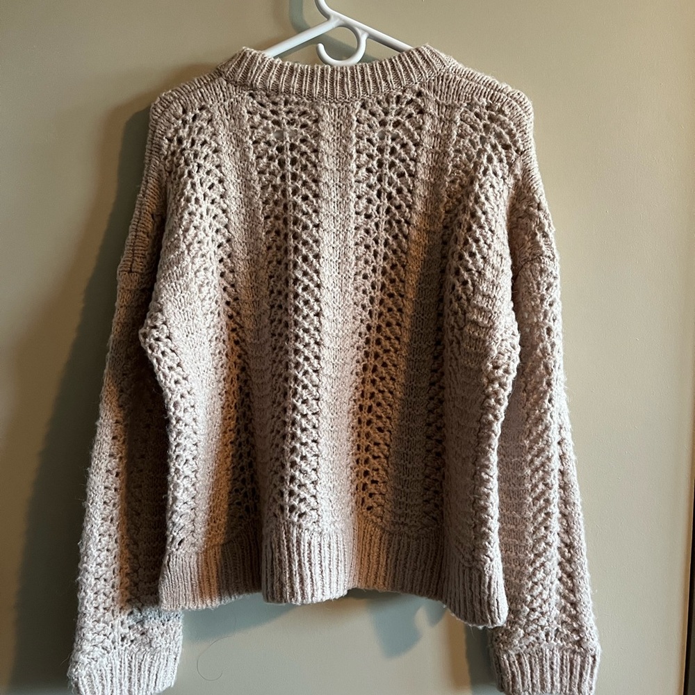 Madewell Chunky Open-Stitch Crewneck Sweater — Taupe Pink - Picture 3 of 5
